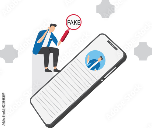 Caution, lottery fraud on the internet, investment fraud or scam, fraudulent messages concept, the lure of fake gifts, businessman examining fraudulent messages using a magnifier