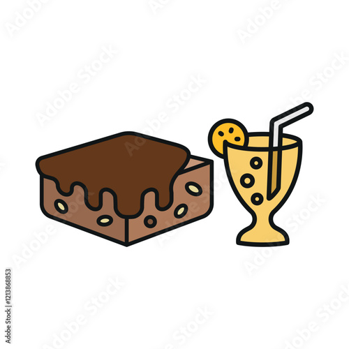 Soda drink and brownies food icons with a fun and refreshing design