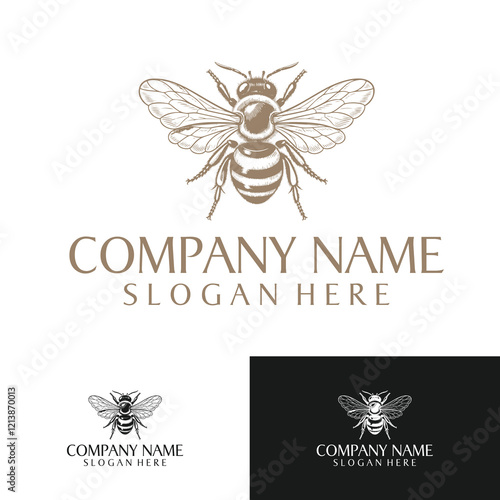 Bee Logo Design Vintage Luxury Company