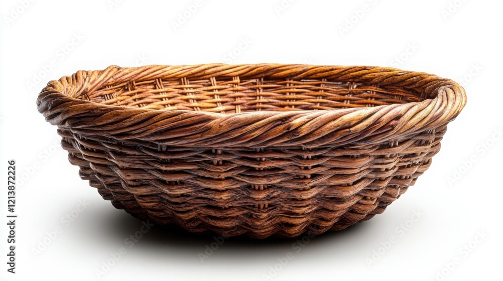 Wicker basket without handles on white background. Wicker basket without handles on white background.