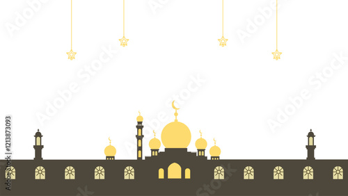 Golden Domed Mosque with Star-Shaped Ornaments