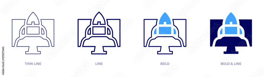 Rocket launch icon in 4 different styles. Thin Line, Line, Bold, and Bold Line. Duotone style. Editable stroke Rocket launch icon in 4 different styles. Thin Line, Line, Bold, and Bold Line. Duotone style. Editable stroke