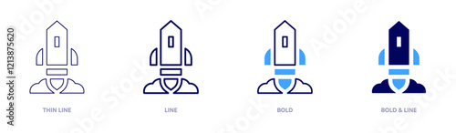 Promotion icon in 4 different styles. Thin Line, Line, Bold, and Bold Line. Duotone style. Editable stroke