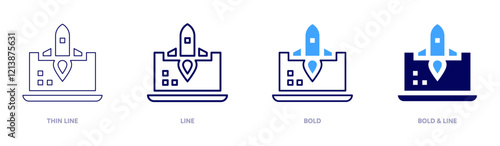 Release icon in 4 different styles. Thin Line, Line, Bold, and Bold Line. Duotone style. Editable stroke