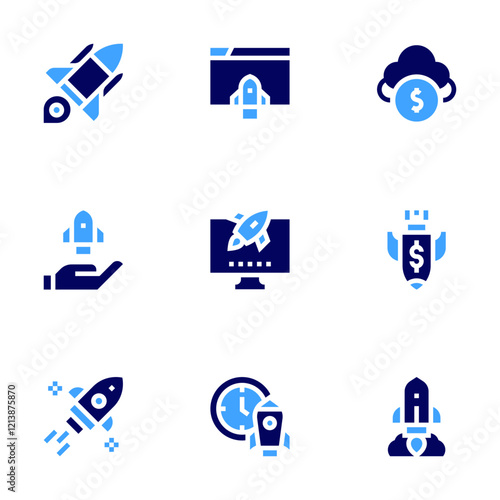Start up icon set. Bold style. Duotone colors.-2