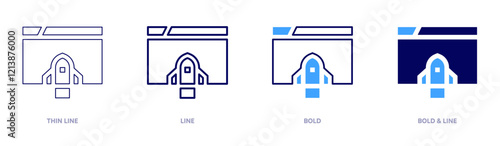 Startup accelerator icon in 4 different styles. Thin Line, Line, Bold, and Bold Line. Duotone style. Editable stroke