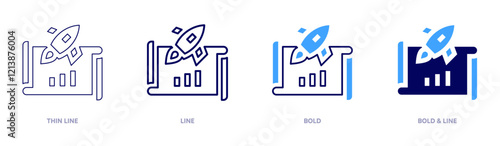 Startup capital icon in 4 different styles. Thin Line, Line, Bold, and Bold Line. Duotone style. Editable stroke