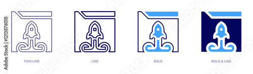 Startup challenges icon in 4 different styles. Thin Line, Line, Bold, and Bold Line. Duotone style. Editable stroke