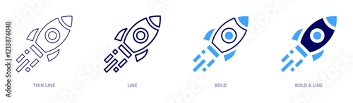 Startup costs icon in 4 different styles. Thin Line, Line, Bold, and Bold Line. Duotone style. Editable stroke