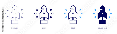 Startup ideas icon in 4 different styles. Thin Line, Line, Bold, and Bold Line. Duotone style. Editable stroke