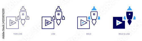 Startup marketing icon in 4 different styles. Thin Line, Line, Bold, and Bold Line. Duotone style. Editable stroke