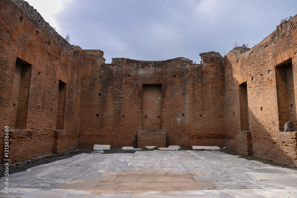 Fototapeta premium ancient Roman city ruins destroyed from eruption of Mount Vesuvius in 1st century.
