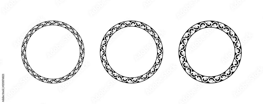 Traditional Floral Ornament Circle Round Frame Border Vector Background Illustration Traditional Floral Ornament Circle Round Frame Border Vector Background Illustration