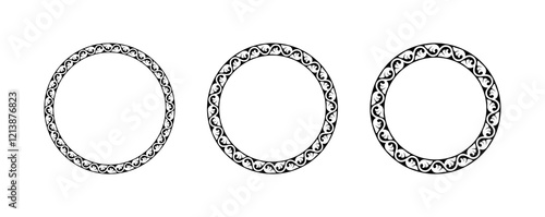 Traditional Floral Ornament Circle Round Frame Border Vector Background Illustration