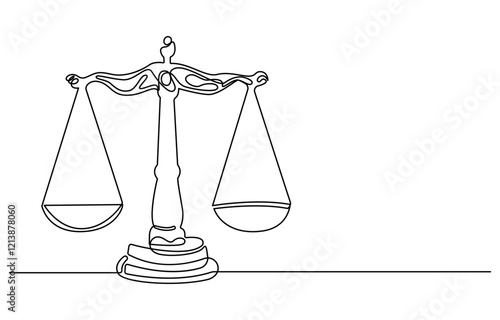 Continuous one line drawing Scales Justice