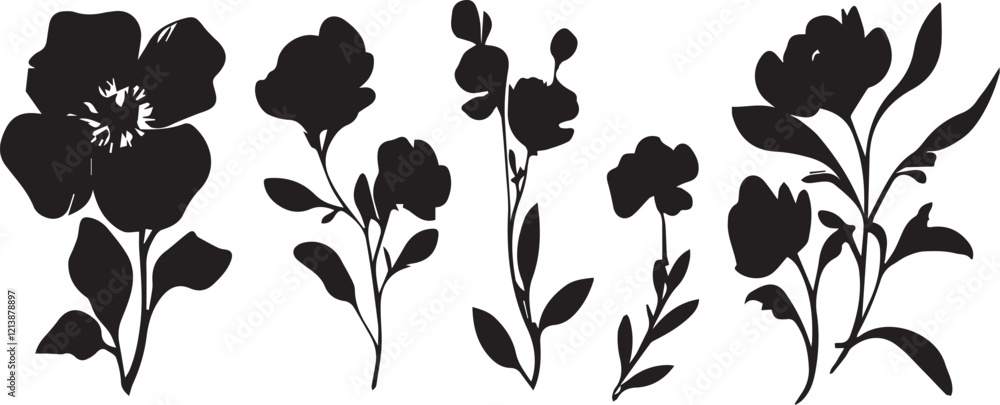Set flowers. Hand drawn vector illustration Set flowers. Hand drawn vector illustration