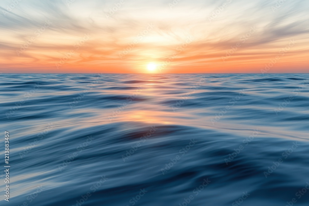 Ocean sunset, waves, motion blur, calm sea, vibrant sky, travel, nature, background Ocean sunset, waves, motion blur, calm sea, vibrant sky, travel, nature, background