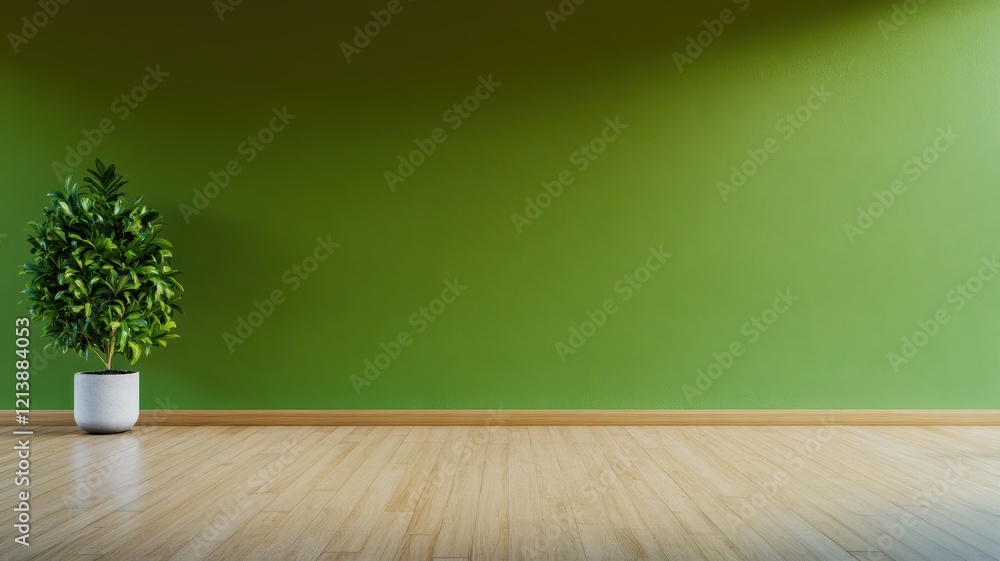 Bright and airy empty room featuring a vibrant green wall and polished floors, perfect for creative inspiration. Bright and airy empty room featuring a vibrant green wall and polished floors, perfect for creative inspiration.