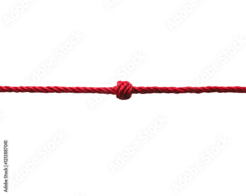 A red rope neatly tied with a secure knot.
