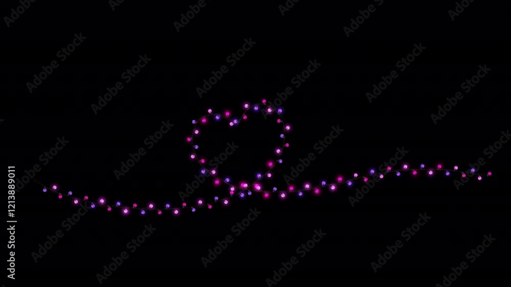 Valentine's Heart Shape Lights String Overlay Element with Alpha Channel Valentine's Heart Shape Lights String Overlay Element with Alpha Channel