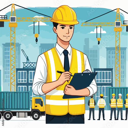 vector character of a smiling field worker