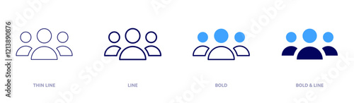 Group chat icon in 4 different styles. Thin Line, Line, Bold, and Bold Line. Duotone style. Editable stroke