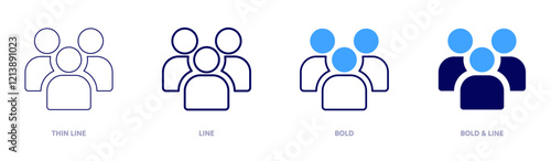 Group classes icon in 4 different styles. Thin Line, Line, Bold, and Bold Line. Duotone style. Editable stroke