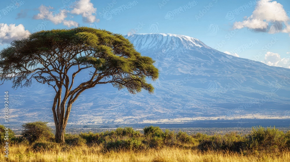 A scenic shot of Mount Kilimanjaro with the Tanzanian high in the foreground, symbolizing the country’s independence A scenic shot of Mount Kilimanjaro with the Tanzanian high in the foreground, symbolizing the country’s independence