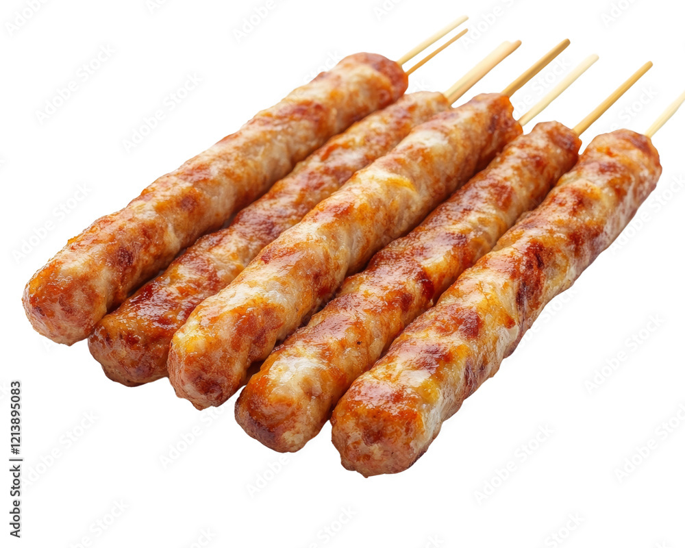Delicious grilled meat skewers on a stick. Delicious grilled meat skewers on a stick.