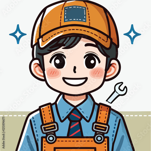 vector character of a smiling field worker