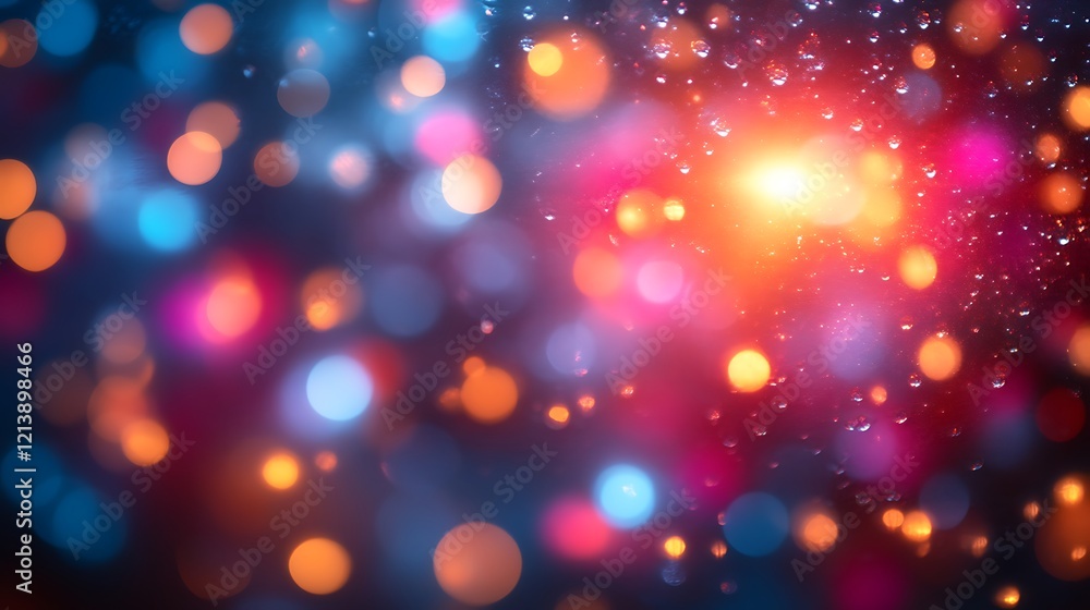 Abstract Colorful Lights Blurred Background With Raindrops Abstract Colorful Lights Blurred Background With Raindrops