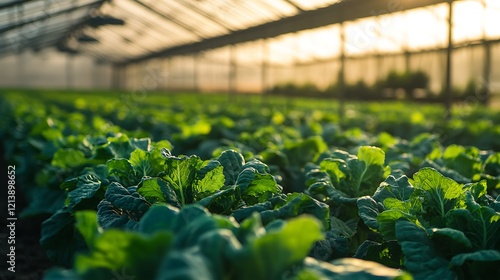 Freshly grown broccoli heads in a vegetable farm during early morning 