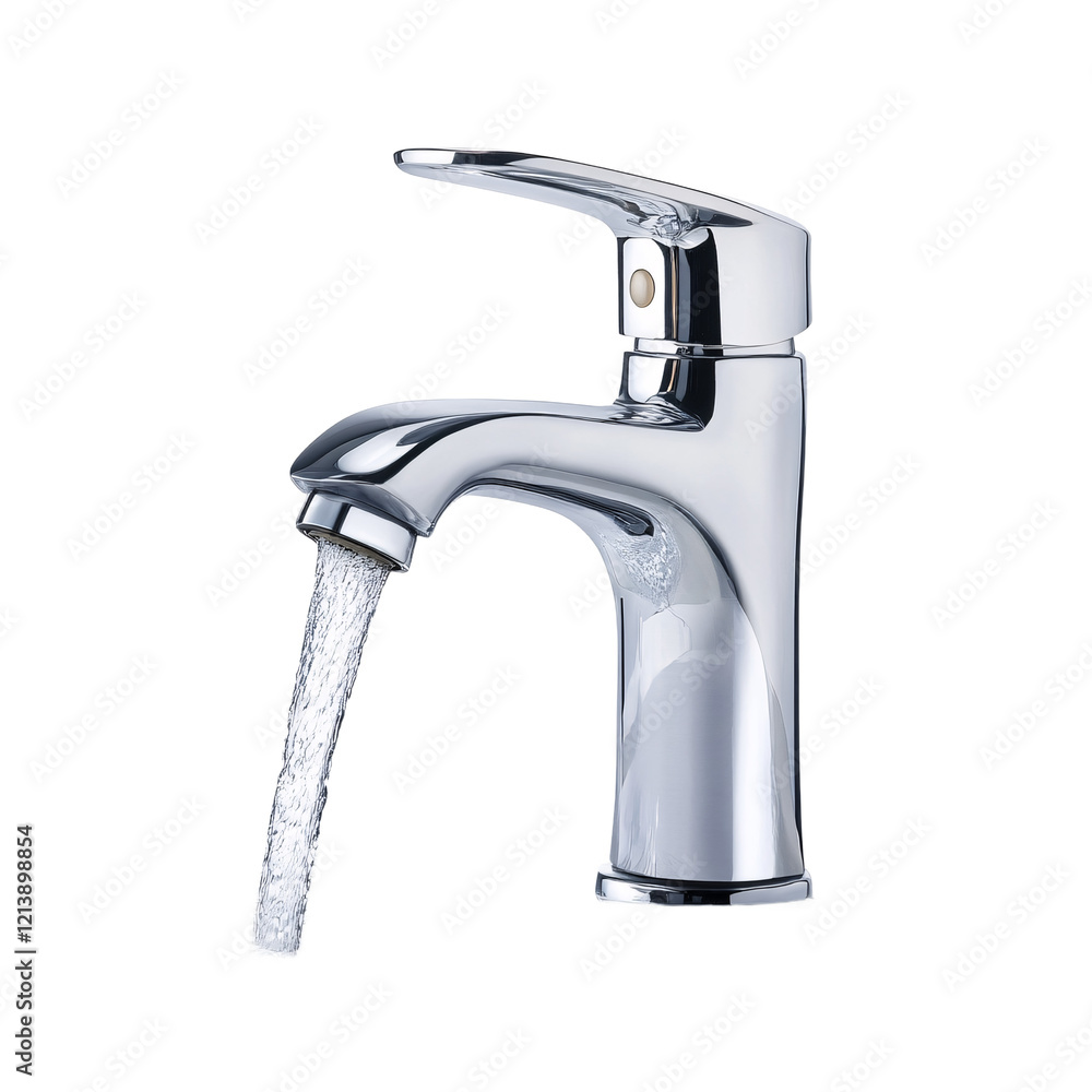 Water flowing from a faucet isolated on transparent background Water flowing from a faucet isolated on transparent background