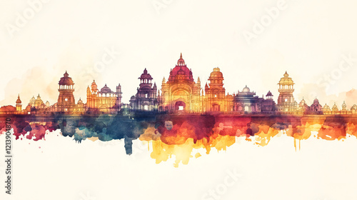 Mysore Dasara Watercolor Poster Illustration 