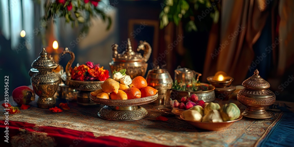 Abundant Festive Offerings Guru Ravidas Jayanti Table Abundant Festive Offerings Guru Ravidas Jayanti Table
