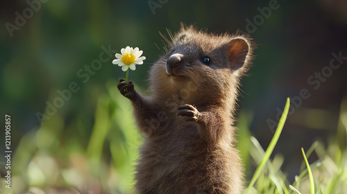 of a quokka nibbling on a leaf with its adorable face in sharp focus 