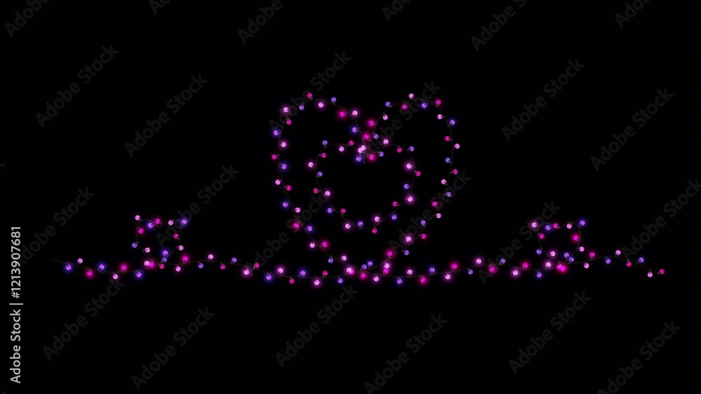 Valentine's Heart Shape Lights String Overlay Element with Alpha Channel Valentine's Heart Shape Lights String Overlay Element with Alpha Channel