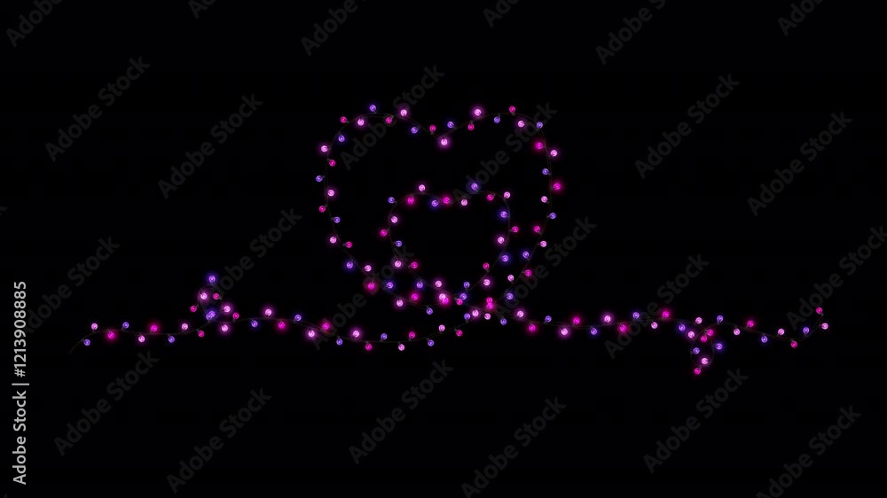 Valentine's Heart Shape Lights String Overlay Element with Alpha Channel Valentine's Heart Shape Lights String Overlay Element with Alpha Channel