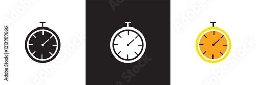 Timer and clock icon set. Icons related to stopwatch, timer, hourglass, sandglass timer, clock. isolated on white and black background. vector illustration. EPS 10