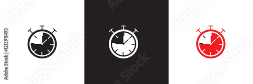 Timer and clock icon set. Icons related to stopwatch, timer, hourglass, sandglass timer, clock. isolated on white and black background. vector illustration. EPS 10
