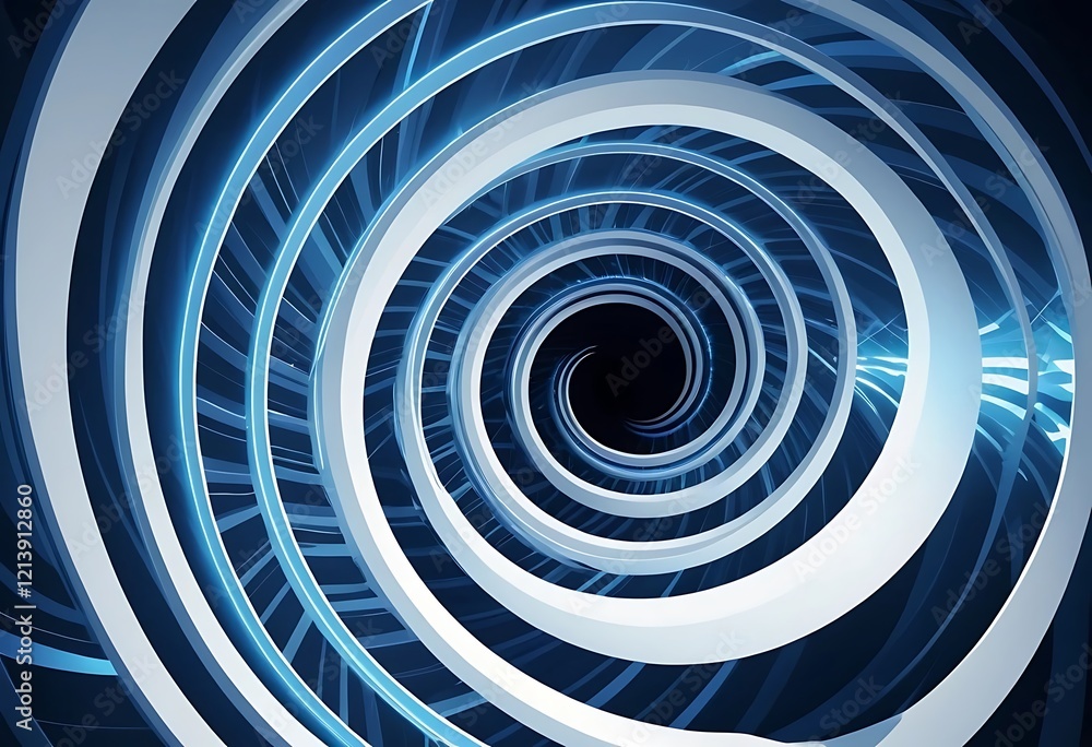 Fototapeta premium Abstract Blue and White Spiral Design