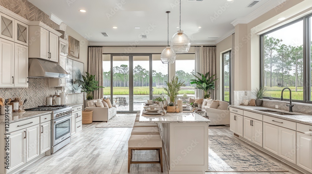 Luxury Kitchen with Panoramic Views: Modern Coastal Design Luxury Kitchen with Panoramic Views: Modern Coastal Design