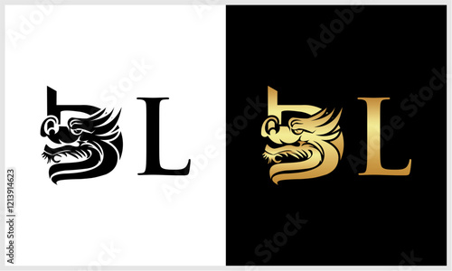vector dragon letter D logo d...