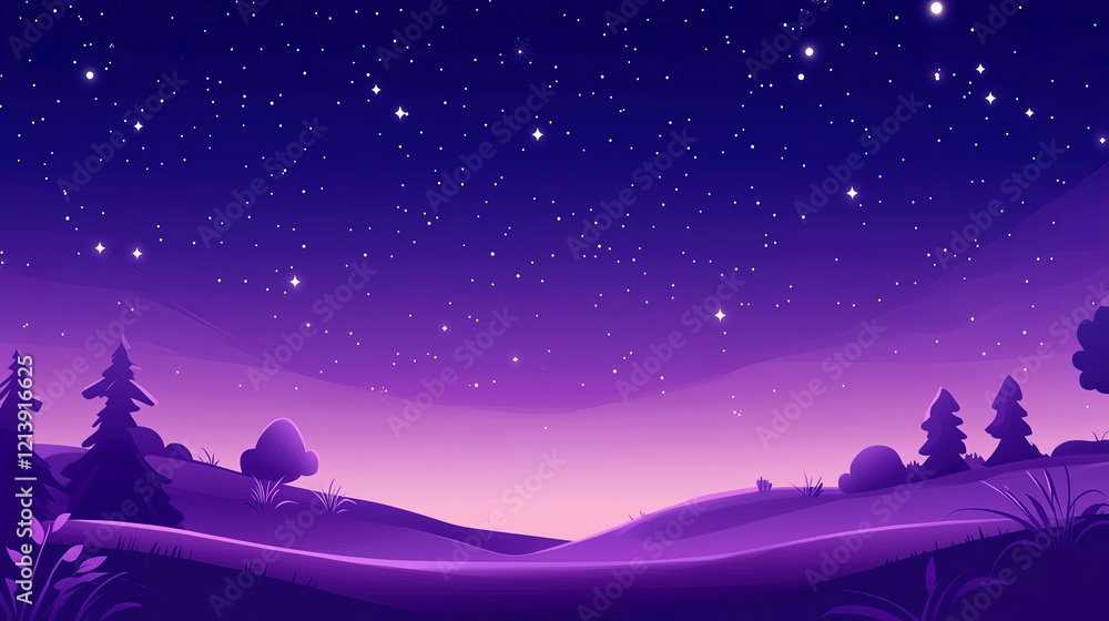 Naklejka premium Serene valley under the moonlight