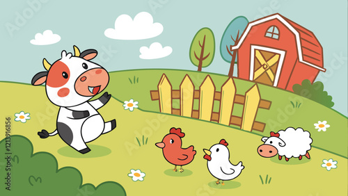 farm animals cartoon vector art  photo