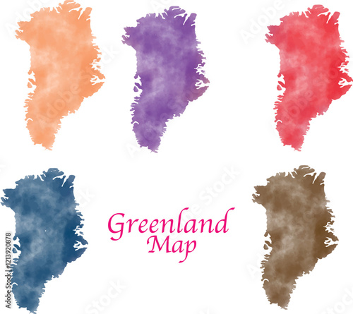 Greenland Map Vector Illustration, watercolor Greenland Map,  Greenland Watercolor Map Stock Vectors and Vector Art