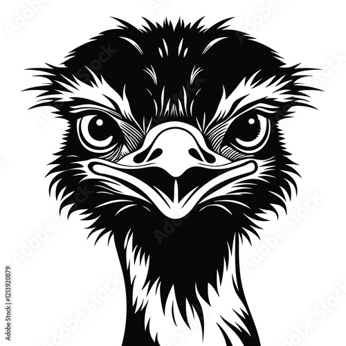  ostrich Black and white vector illustration animal silhouette 