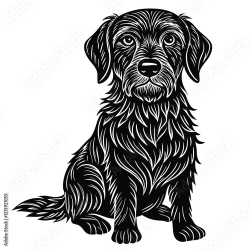  dog Black and white vector illustration animal silhouette 