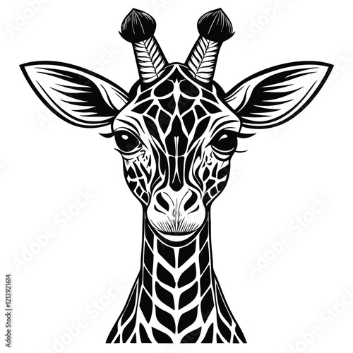  giraffe Black and white vector illustration animal silhouette for t shirt 