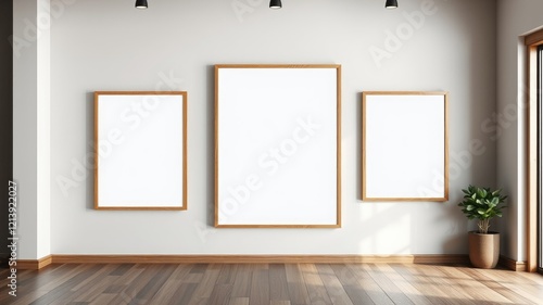 Blank Wooden Frames on White Wall in Minimalist Room